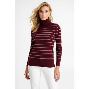 ANN TAYLOR MAROON WHITE TURTLENECK CAREER CASUAL CLASSIC SWEATER SIZE: XL NWT